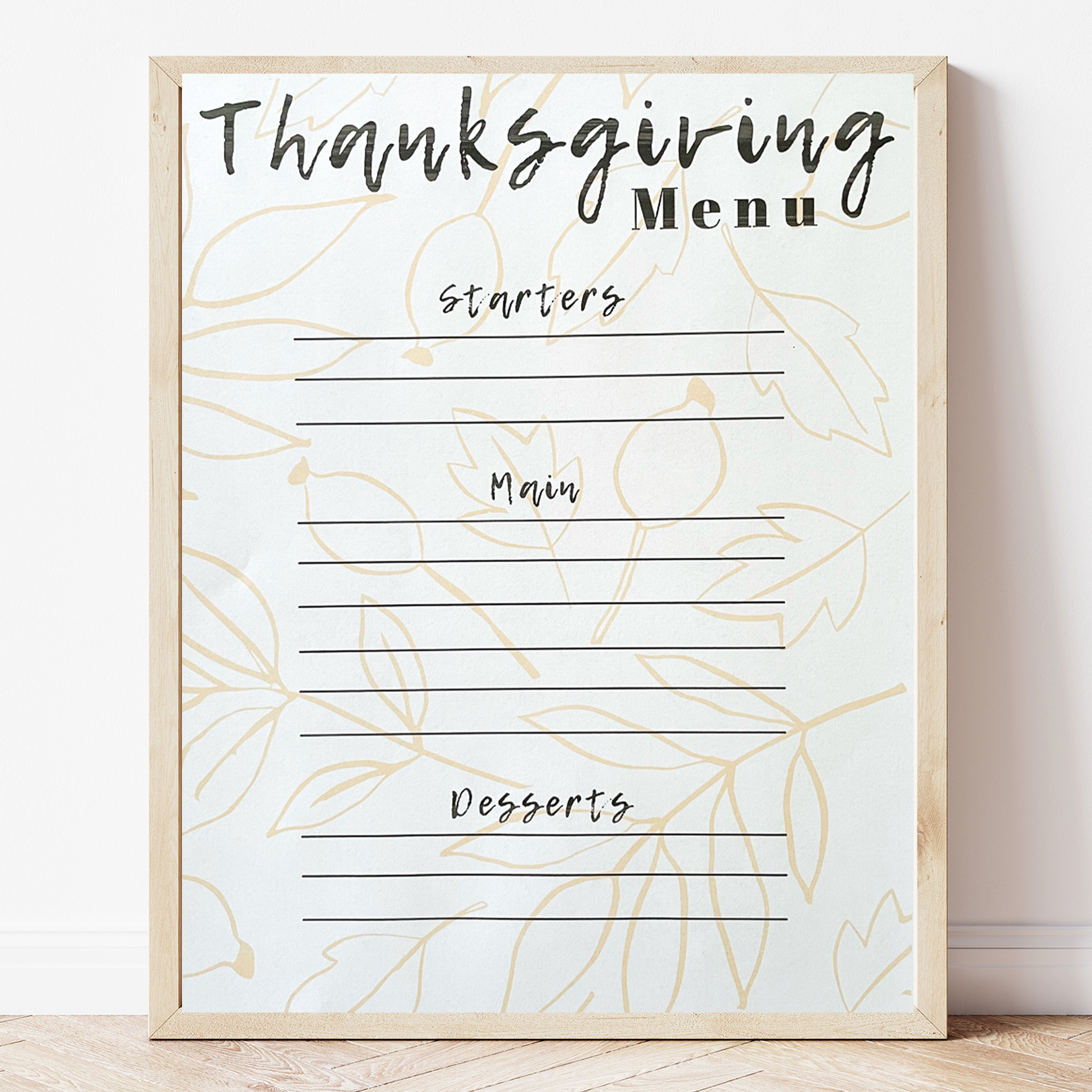 Free Printable Thanksgiving Menu