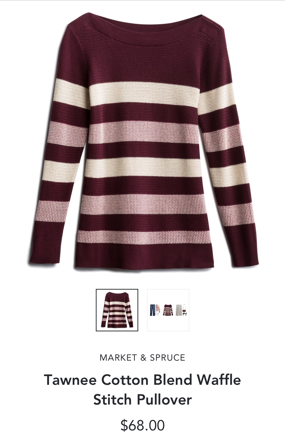 Stitch Fix Market & Spruce Tawnee Cotton Blend Waffle Stitch Pullover