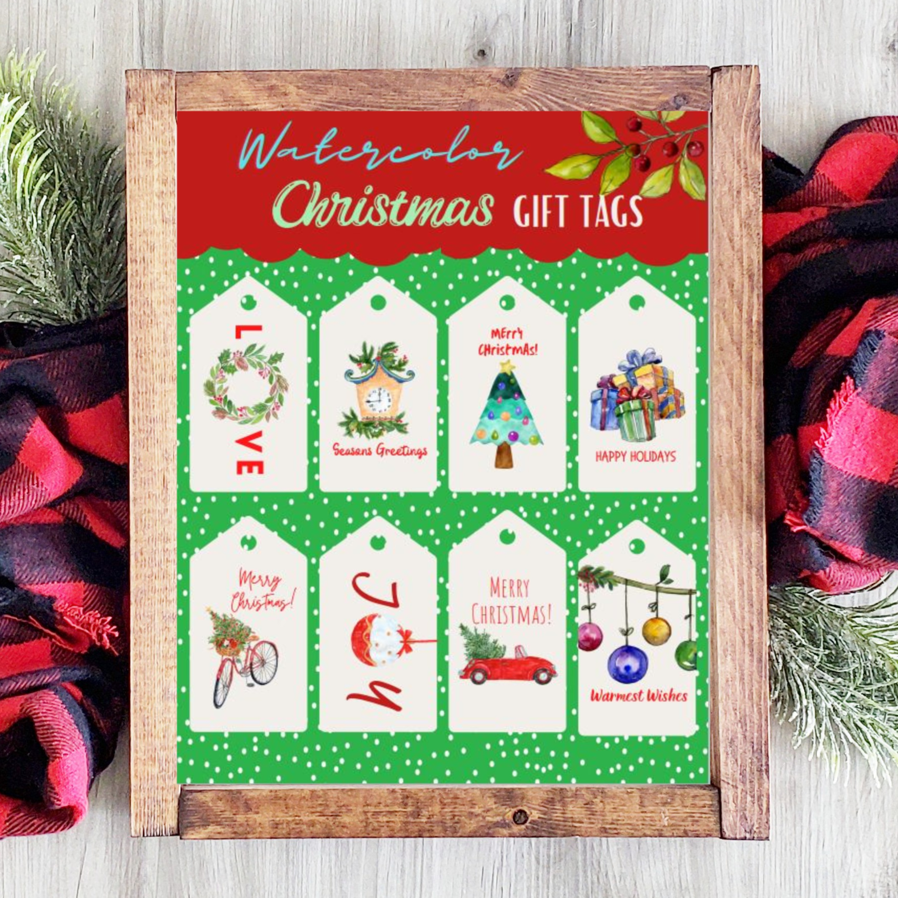 Free Printable Watercolor Christmas Gift Tags