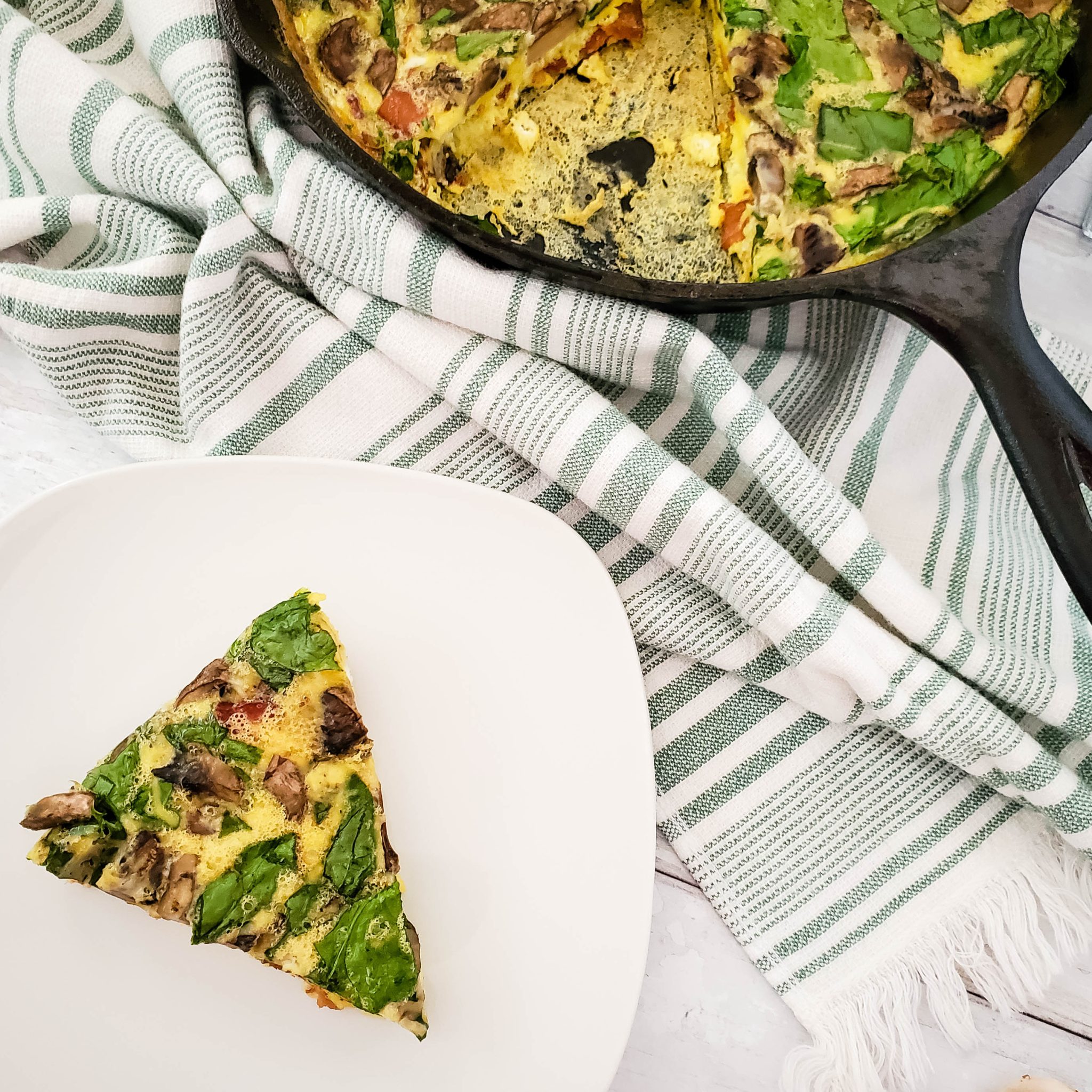 Bacon, Mushroom, and Spinach Cast Iron Skillet Frittata