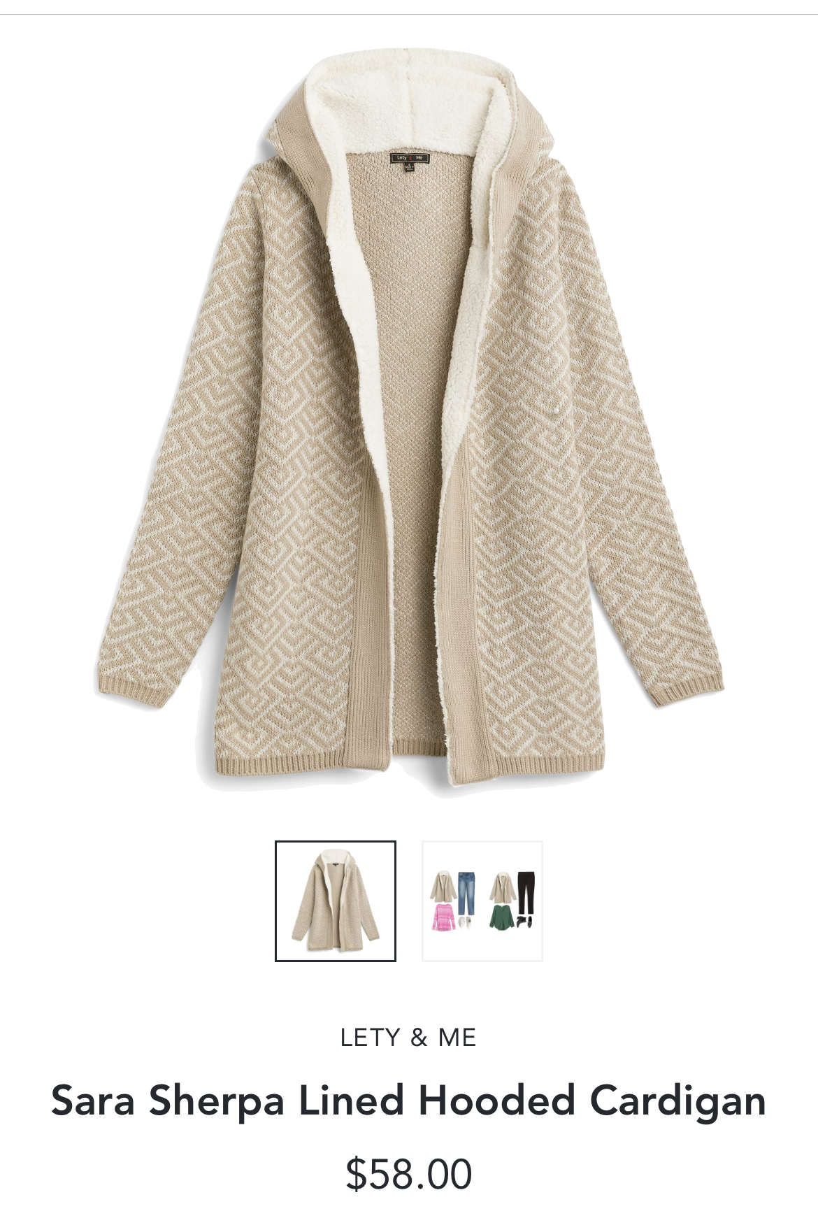 Stitch Fix Lety & Me Sara Sherpa Lined Hooded Cardigan