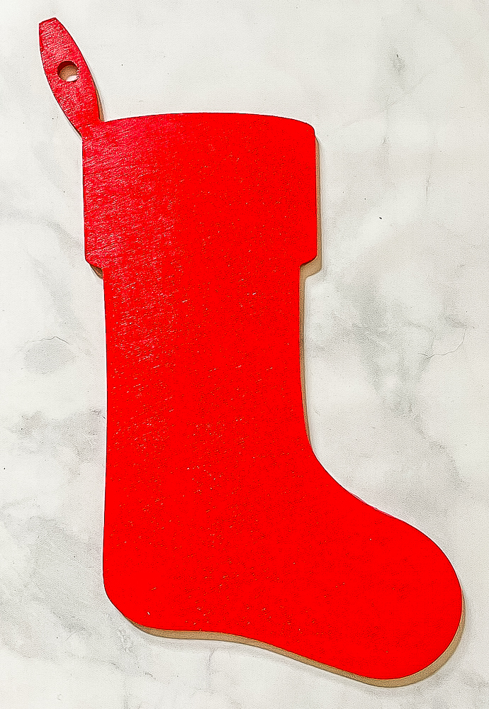 Wood stocking painted red