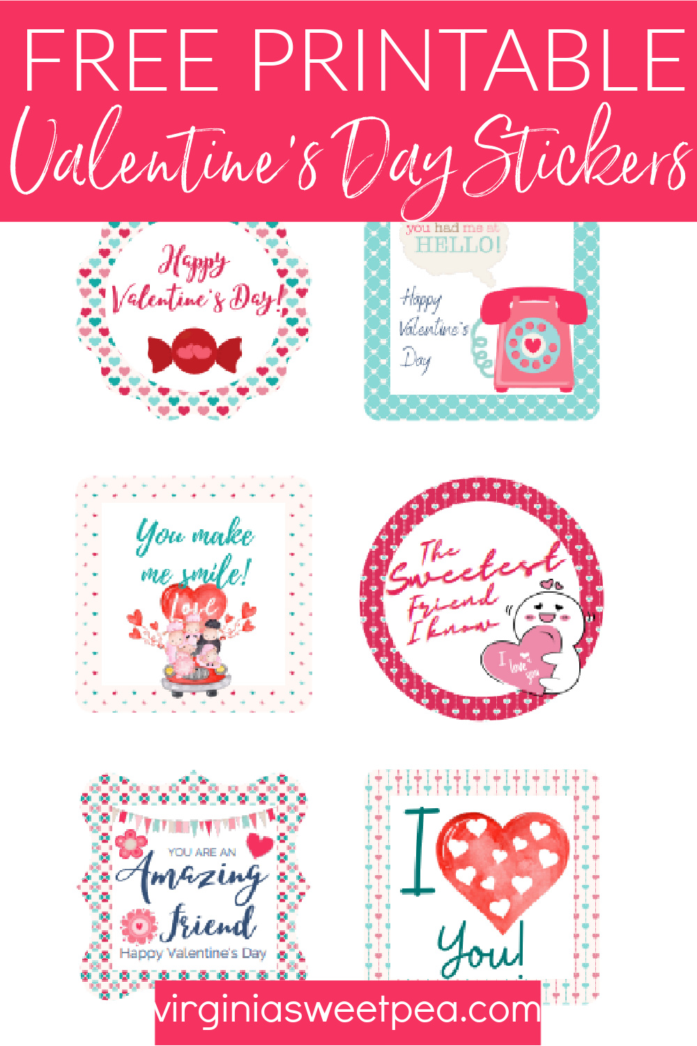 Printable Valentine's Day stickers