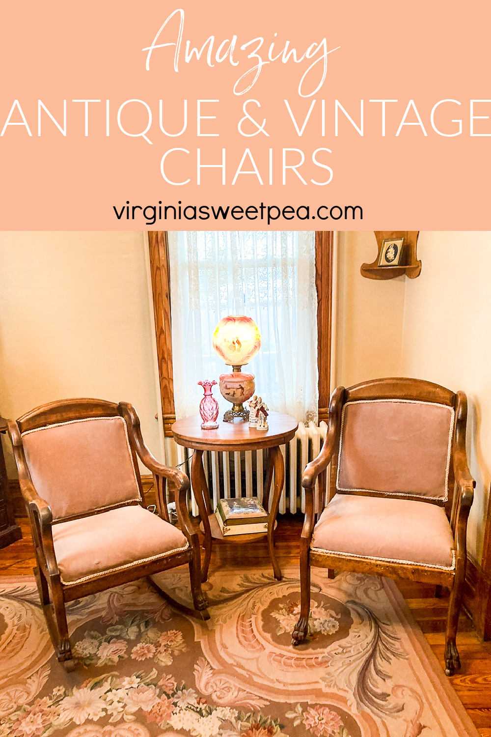 Set of two antique chairs in a parlor