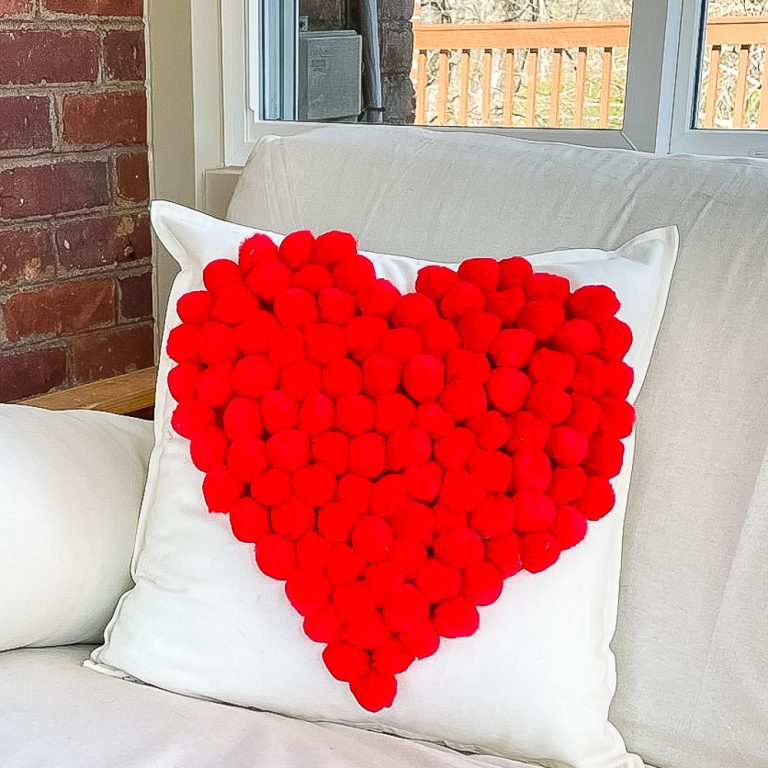 DIY Pom Pom Valentine’s Day Pillow