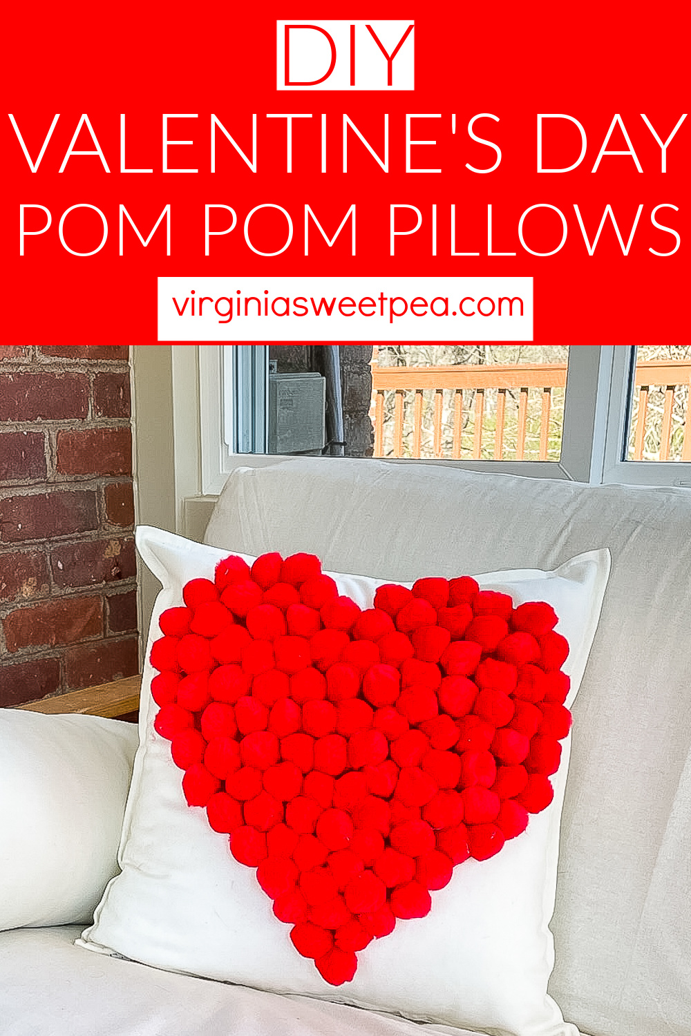 DIY Valentine's Day Pom Pom Pillow